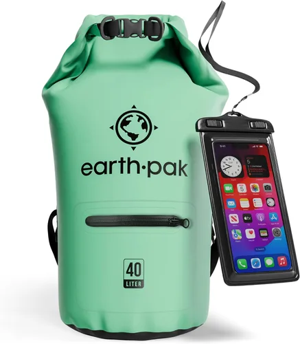 Vista 47 de Earth Pak Bolsa seca impermeable con bolsillo con cremallera, mochila impermeable para mantener el equipo seco