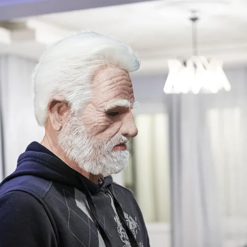 Vista 3 de ALXOY GHDLM - Máscara realista de anciano, máscara de látex de hombre calvo, máscara realista para fiesta de Halloween, fiesta de cosplay (Q)