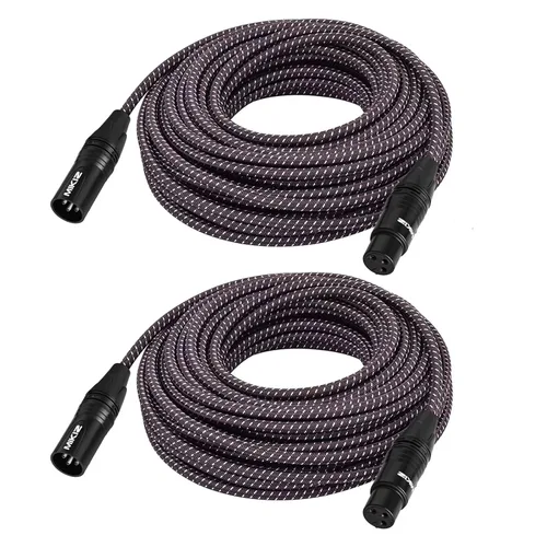 Vista 12 de Cables XLR de 1 pie, 2 paquetes, 3 pines XLR macho a hembra para micrófono Cables de conexión equilibrados trenzados cortos blindados
