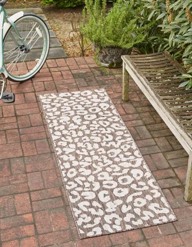 Vista 37 de Unique Loom colección Outdoor Safari Alfombra para exteriores - Leopardo (13' redonda, azul/gris)