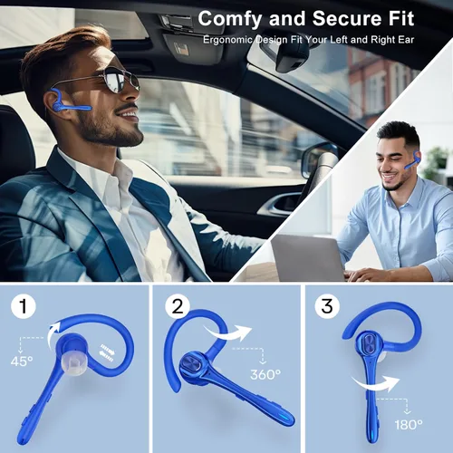 Vista 4 de Auriculares inalámbricos Bluetooth con micrófono de cancelación de ruido 160H Tiempo de espera Auriculares manos libres Auriculares auriculares
