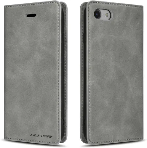 Vista 29 de QLTYPRI Funda para iPhone 6 Plus/6S Plus, cubierta de piel PU con tarjetero, funda tipo billetera con solapa magnética y a prueba de golpes - Vino