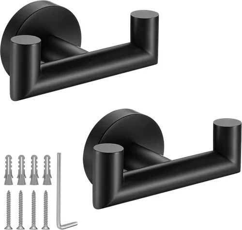 Vista 17 de Ganchos para toallas para baños, gancho de toallas de oro cepillado para cocina y baño, gancho de acero inoxidable SUS304, ganchos dobles