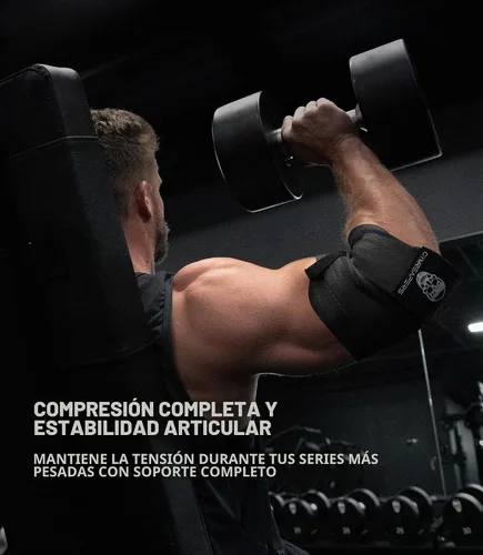 Vista 5 de Gymreapers Coderas de levantamiento de pesas (1 par) – Correa de compresión flexible de 40 pulgadas para codo y soporte para articulaciones