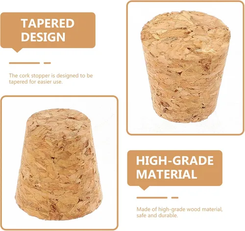 Vista 4 de Zerodeko Tapones de corcho, 30 tapones de corcho, corchos de madera suave natural, corcho cónico, tapón de sellado de botella de cerveza para vino