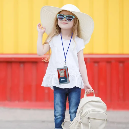 Vista 7 de Carteras infantiles para niñas y niños, cartera de lona triple para exteriores con adhesivo mágico para niños, Oso
