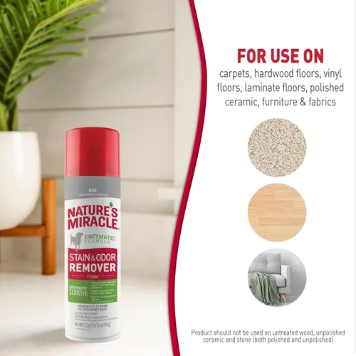 Vista 7 de Nature's Miracle Aerosol espumoso removedor de manchas y olores para perros, 17.5 onzas (P-68340)