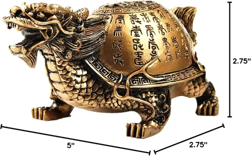 Vista 7 de Estatua de tortuga de dragón de Feng Shui Longevity para decoración de oficina en casa - 5 pulgadas de largo