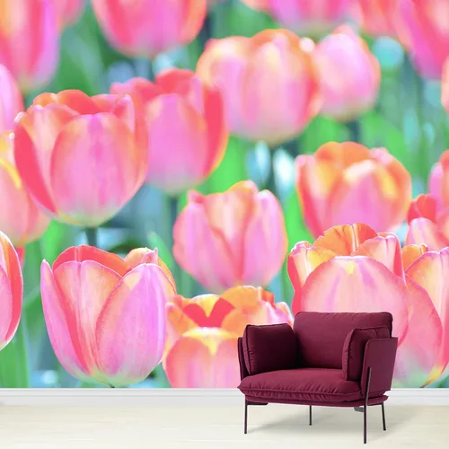 Vista 10 de wall26 Adhesivo mural removible para pared, diseño escénico de flores silvestres rosa, campo de jardín, naturaleza, fotografía, realismo