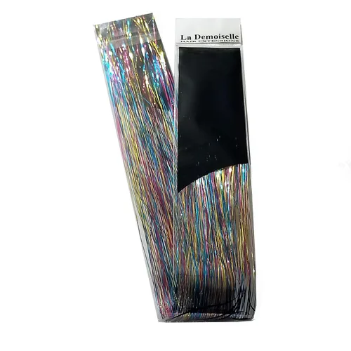 Vista 3 de Oropel de 20" 100 hebras - Arco iris brillante