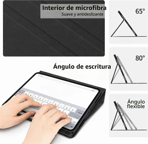Vista 7 de H HOLIMET Funda para iPad Pro de 11 pulgadas 2022 4ª/3ª/2ª/1ª Generación 2021/2020/2018 con soporte para lápiz, cuero PU protector con bolsillo Negro