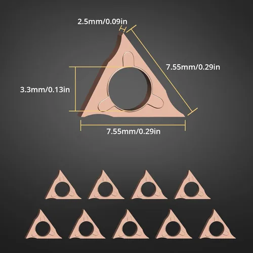 Vista 2 de AMTOVL 10 cabezales de corte triangulares en ángulo R para máquina de biselado neumática, insertos de torneado de carburo para mini chaflán de aire