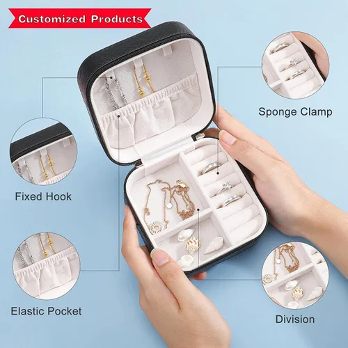 Vista 3 de SongYi Joyero de viaje personalizado, joyero personalizado con nombre y foto, organizador de joyas de viaje para mujeres, regalo para mamá, ella