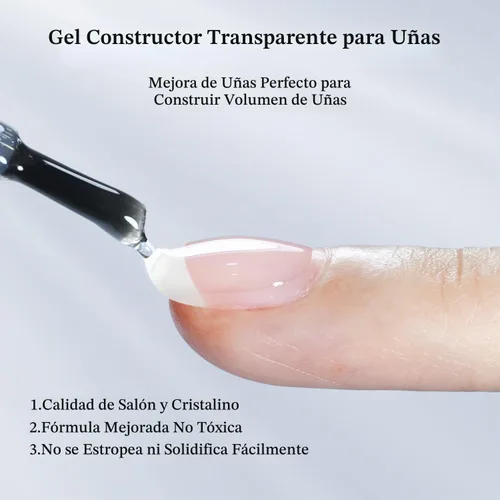 Vista 6 de Double Rhythm - Gel de construcción transparente para uñas, fortalecedor de uñas en una botella, estructura de extensión gruesa de esmalte de gel