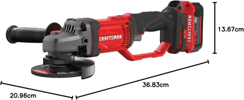 Vista 16 de CRAFTSMAN V20 Kit de herramientas de amoladora angular inalámbrica, 4-1/2 pulgadas, batería y cargador incluidos (CMCG400M1)