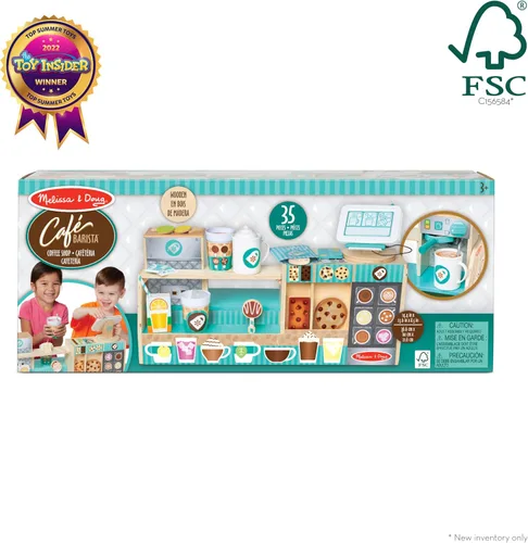Vista 6 de Melissa & Doug Cafetería Coffee Shop Barista de Madera (35 Piezas) - Certificado FSC