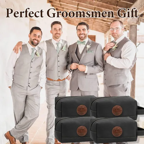 Vista 7 de Paquete de 2 bolsas de aseo personalizadas para hombres hechas a mano, kit de cuero personalizado para hombres, regalos personalizados para hombres