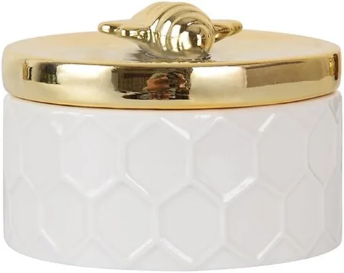 Vista 2 de Joyero de cerámica con organizador de accesorios contenedor de tanque de almacenamiento tapa de abeja