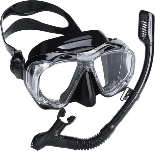 Vista 8 de Snorkel Set Wide-View Adult Snorkeling Scuba Gear, Professional Snorkel Goggles Anti-Fog Diving Mask, Anti-Leak Swim Goggles and Dry Top Snorkel for