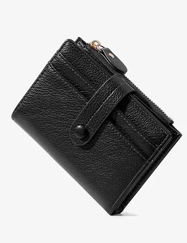 Vista 4 de Billetera RFID para mujer, billetera compacta y delgada para tarjetas de crédito, de cuero PU, de dos pliegues, con efectivo con bolsillo