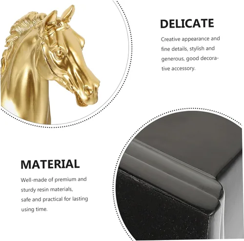 Vista 7 de Veemoon Trofeo de caballo dorado, trofeo dorado de resina pequeña, estuado de caballo, estuado de honor, adorno artístico para café, oficina