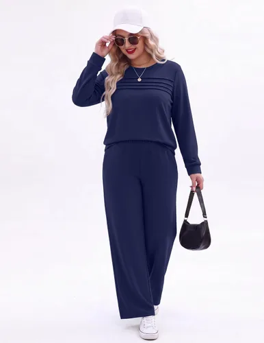 Vista 6 de Ekouaer 2 Piece Sets for Women Lounge Set Airport Fall Travel Outfits 2026 Navy Blue