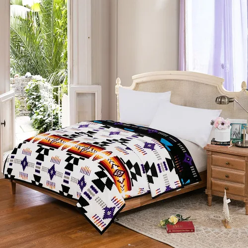 Vista 7 de Southwest Design - Manta reversible súper suave (estampado navajo) tamaño King (turquesa)