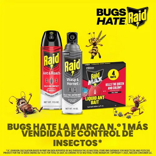 Vista 9 de Raid Asesino de hormigas y cucarachas, sin fragancia, 17.5 onzas