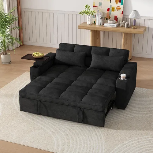 Vista 4 de KEIKI 65" 3-in-1 Sofa Bed, Folding Chenille Loveseat Sleeper with USB