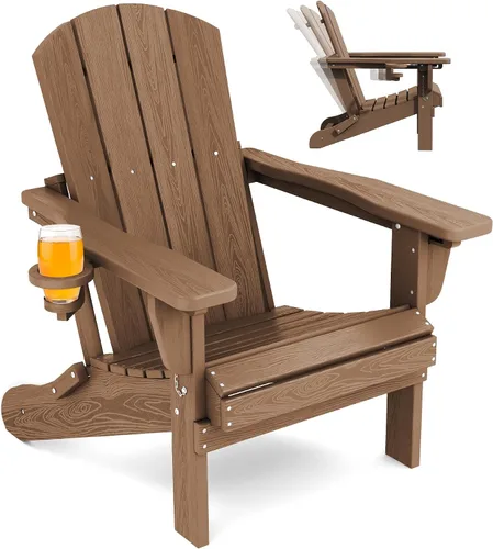 Vista 31 de SERWALL Silla Adirondack plegable ajustable con portavasos reclinable