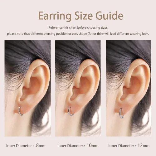 Vista 3 de FANSING Aretes de aro para mujer, aretes de aro de cartílago de moda, aretes de acero quirúrgico para hombre
