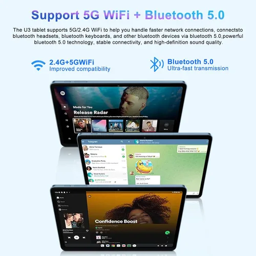 Vista 5 de 2025 Tablet Android 14 de 10 pulgadas con 22 GB RAM 128 GB ROM 1 TB de expansión, tablets con teclado ratón, Octa-Core, batería de 8000 mAh