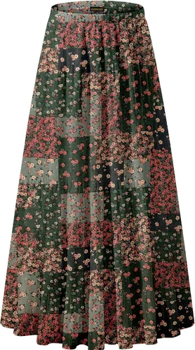 Vista 50 de NASHALYLY - Faldas largas de gasa, acampanadas, plisadas, con cintura alta y elástica para mujer Albaricoque Rosa Floral