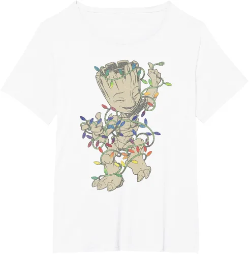 Vista 38 de Marvel Camiseta de luces navideñas Guardians Of The Galaxy Groot, Negro, S