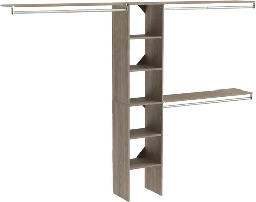 Vista 14 de ClosetMaid SuiteSymphony Juego de organizador de armario de madera con torre, 3 varillas para colgar, estantes superiores, 2 cajones, ajustable