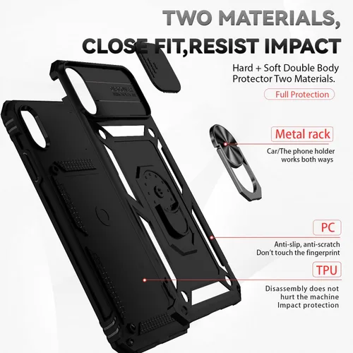 Vista 8 de M MAIKEZI Funda para iPhone X/iPhone Xs con cubierta para lente de cámara, protector de pantalla HD, protección contra caídas de grado militar