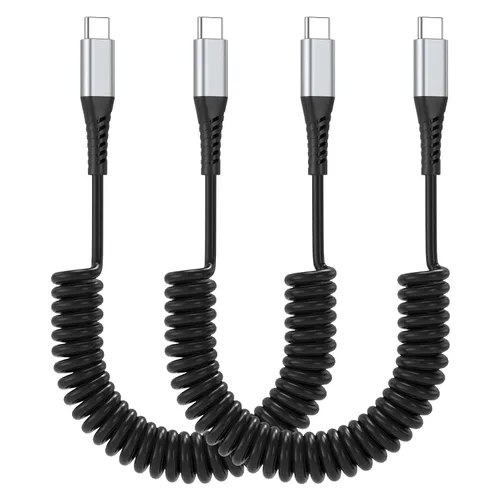 Vista 9 de Cable Lightning en espiral, paquete de 2 cables retráctiles para cargador de iPhone en el coche, cable USB a Lightning de carga rápida, compatible