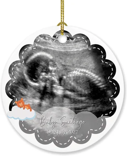 Vista 35 de Adorno personalizado para bebé que llega 2027, adorno de Navidad de Bump, elige el nombre del bebé y el año de Navidad para el nuevo abuelo abuela