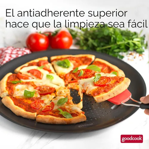 Vista 4 de GoodCook AirPerfect Sartén Antiadherente para Pizza de 16" – Sartén para Pizza para Horno, Sartén Redonda Perforada para Pizza, Sartén para Hornear