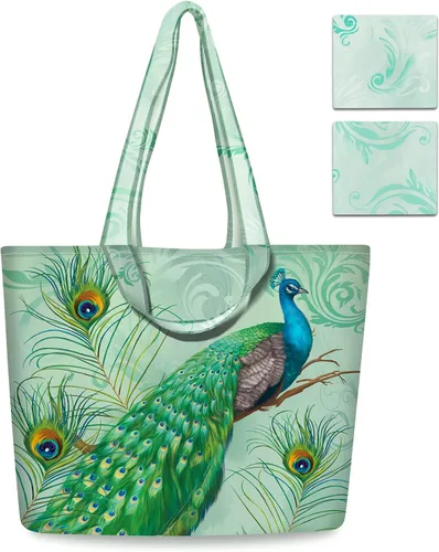 Vista 10 de NymphFable Bolsas de compras para gatos lindos, paquete de 2 bolsas reutilizables para comestibles de 50 libras Tela de poliéster duradera, diseño