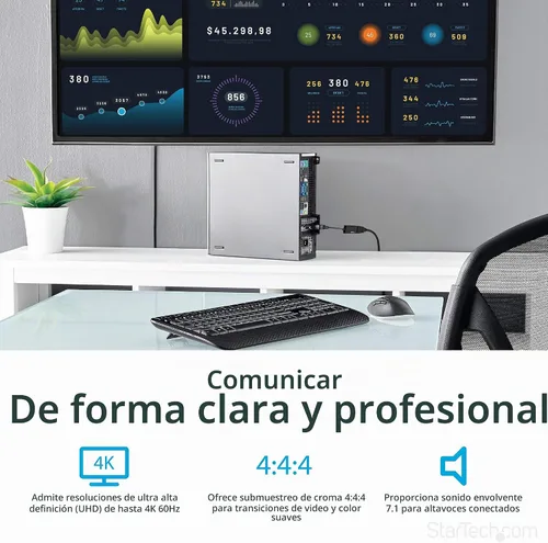Vista 3 de Conversor de video con DisplayPort a HDMI 4K con audio, de la marca StarTech Estándar Negro