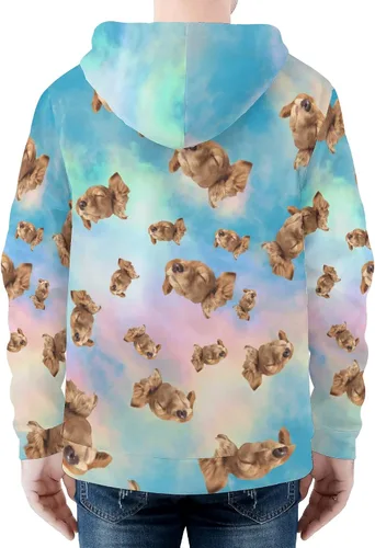 Vista 3 de Sudadera con capucha personalizada con cremallera para hombre con bolsillo canguro