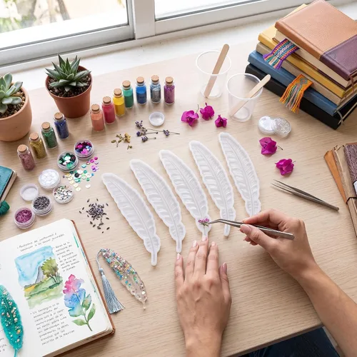 Vista 3 de Kit de 5 piezas de silicona para marcapáginas con reutilizable para proyectos de manualidades, 5 formas únicas, 15 minutos, fácil de configurar