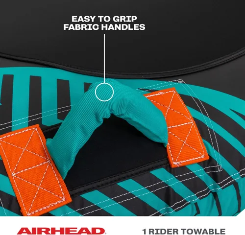 Vista 3 de Airhead Slice Towable 2-4 Rider Models, Tube for Boating and Water Sports, Heavy Duty Full Nylon Cover with Zipper, EVA Foam Pads, and Patented