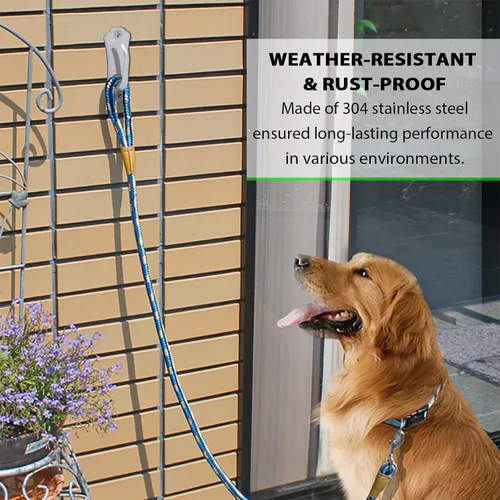 Vista 4 de Gancho de amarre para perros de acero inoxidable, correa de montaje en pared resistente y anclaje de cadena, a prueba de óxido para patio y patio