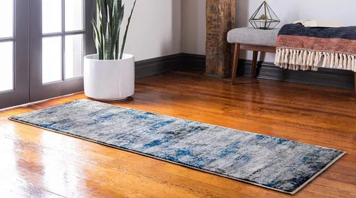 Vista 5 de Unique Loom Mystic Collection - Alfombra Sena (2 pies x 6 pies, color azul marino/beige)
