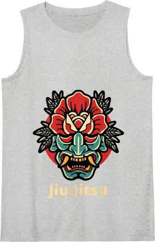 Vista 6 de Máscara de demonio de rosa japonesa Oni Mask jiu-jitsu Tank Top Negro