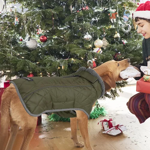Vista 8 de Fragralley Abrigo para perro pequeño, chaqueta impermeable para perro con forro polar cálido, abrigo de invierno reflectante ajustable para perros