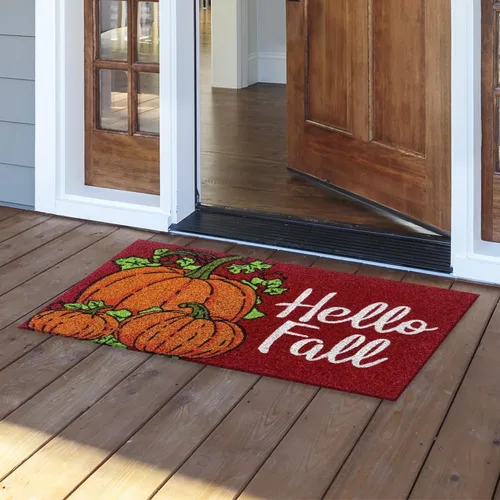 Vista 2 de Briarwood Lane Felpudo de coco con diseño de calabazas de Hello Fall 18 x 30