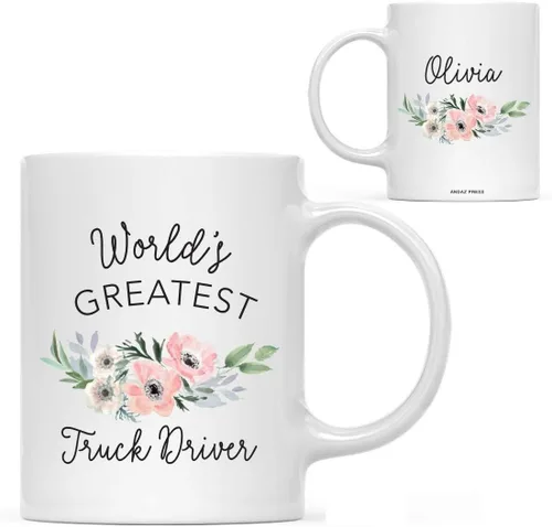 Vista 77 de Andaz Press Taza de café personalizada de 11 onzas, taza ejecutiva de relaciones públicas más grande del mundo, flor de anémona rosa, 1 paquete